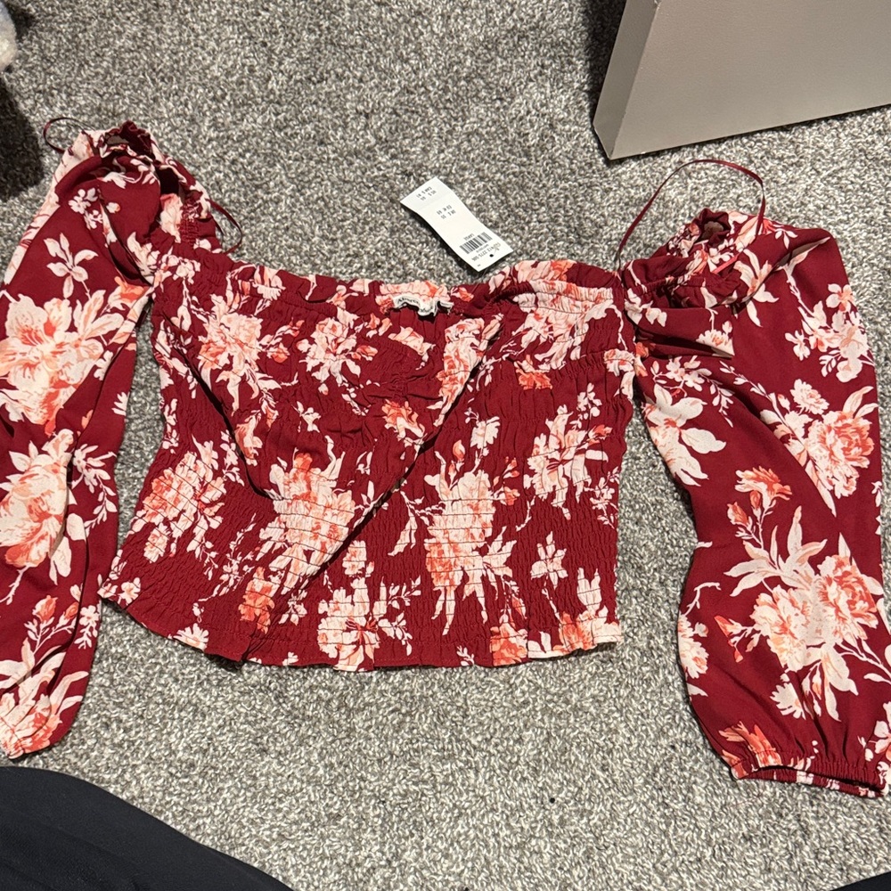 Abercrombie & Fitch Floral Blouse - Burgundy and Pink